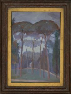 F.G. Matheson - 1913 Tempera, Cardinals Amongst The Trees