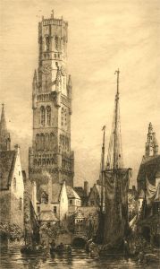 Axel Herman Haig (1835-1921) - 1913 Etching, The Bruges Belfry