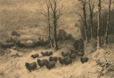Circle of Joseph Farquharson (1846-1935) - Pen & Ink Drawing, The Flock