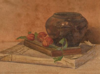 Edith Osborne (1843-1926) - Signed Late 19th Century Watercolour, Study of Books