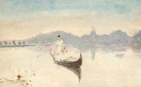 Mid 19th Century Watercolour - River Figure