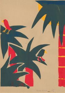 Florence C. - 20th Century Silkscreen, Palm Trees and Birds