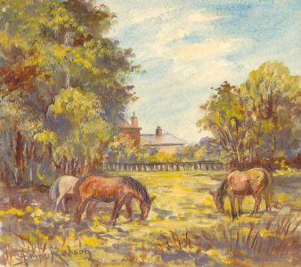 S. Barnes Robson (1900-1973) - Mid 20th Century Gouache, Three Horses