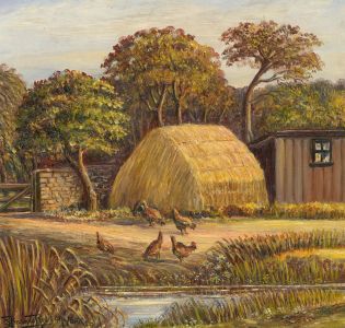 S. Barnes Robson (1900-1973) - 1959 Oil, Farm Scene