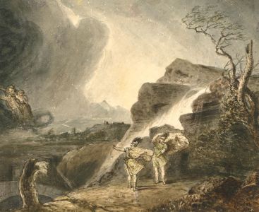 J. Martin - Early 19th Century Watercolour, In the Wind