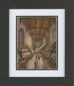 C.D. May - Late 19th Century Watercolour, Church Interior with Figures