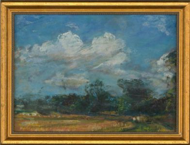 Framed Mid 20th Century Pastel - Windy Fields