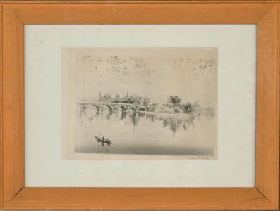 Early 20th Century Etching - Paris from the River
