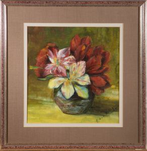 Contemporary Gouache - Red Flowers