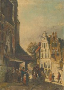 Early 20th Century Oil - Market Square
