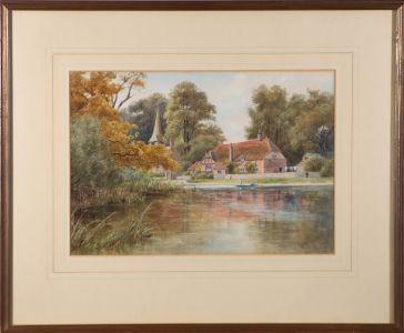 Early 20th Century Watercolour - Lake Scene with Figures