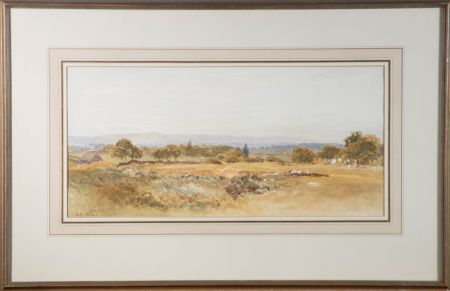 Henry George Hine (1811-1895) - Watercolour, Distant View of the South Downs