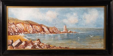 Fred Pitt - 1931 Oil, Gulls Over The Cove