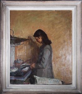David Graham (b.1926) - Mid 20th Century Oil, In The Kitchen