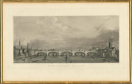 S Rogers after Augustus Pugin - 1831 Watercolour, New London Bridge
