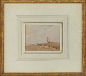 Mid 19th Century Watercolour - Hilltop Windmill