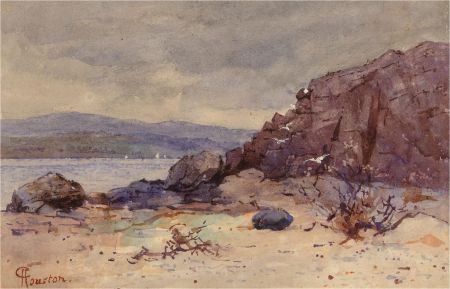 C. Houston - Late 19th Century Watercolour, Winter Beach