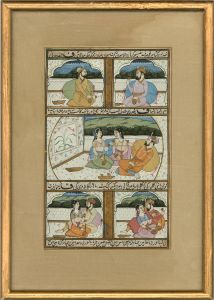 Indian Miniatures - Early 20th Century Gouache, Love Story