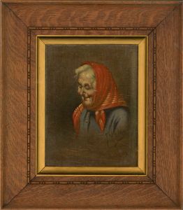 Ferruccio Vitale (1875-1933) - Early 20th Century Oil, Jolly Lady In A Headscarf