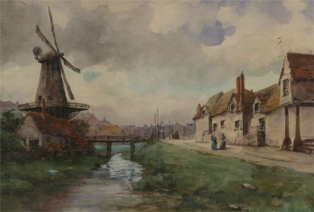 Early 20th Century Watercolour - Rural Windmill