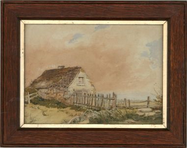 Framed Late 19th Century Watercolour - Rural Thatched Cottage
