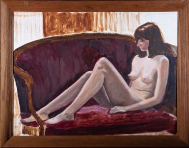 20th Century Oil - Reclining Female Nude