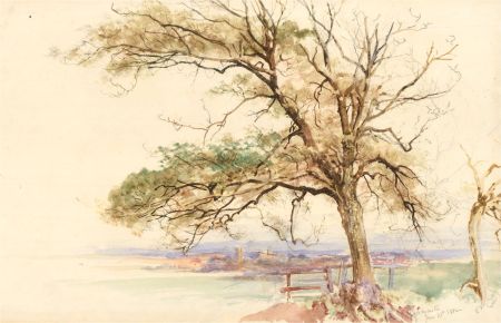 K.H Lancaster - Signed 1882 Watercolour, Above the Town