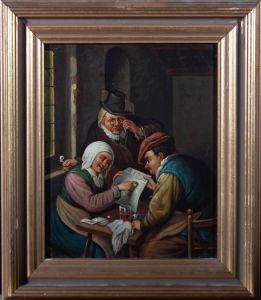 Framed Early 20th Century Oil - Dutch Tavern