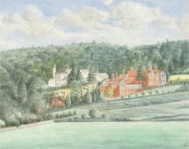E.S. Oliver - 1954 Watercolour, Village Scene