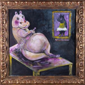 Christine Sullivan - Contemporary Acrylic, Hippo Odalisque