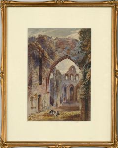 1875 Watercolour - Melrose Abbey Ruins