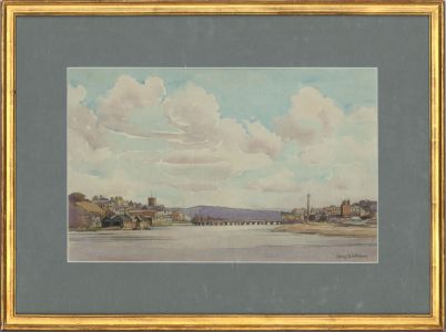 Mary Williams RWA (1911-2002) - Watercolour, Town Scene with Bridge