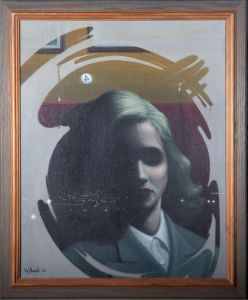 W. Haub - Framed 1956 Oil, Girl on the Train