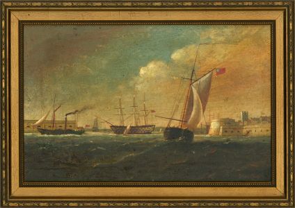 Brian Coole (b.1939) - 20th Century Oil, Merchant Navy At Portsmouth Harbor