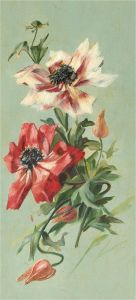 Mid 20th Century Oil - Red and White Flowers