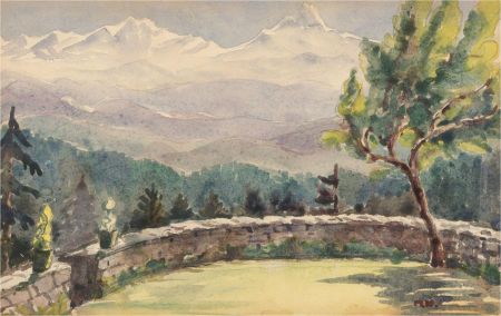 M.W. - 20th Century Watercolour, Alpine View