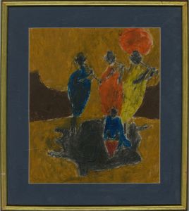 Framed 20th Century Oil Pastel - The Musicians