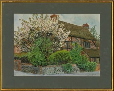 Juliette Palmer RBA (1930-2015) - 1974 Watercolour, Moor End Cottage, Cookham