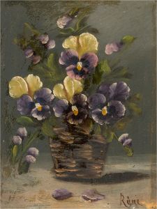 Rone - French Early 20th Century Oil, Pansies