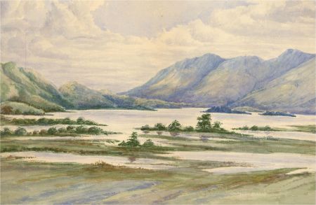 Early 20th Century Watercolour - Landscape with Lake and Mountains