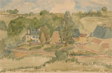 G.L. - 1980 Watercolour, Village Green