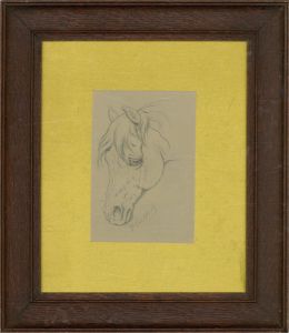 V. Caulfield - Mid 20th Century Graphite Drawing, Sorrowful Horse