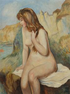 H.C. White after Renoir - Contemporary Oil, Bather Seated on a Rock
