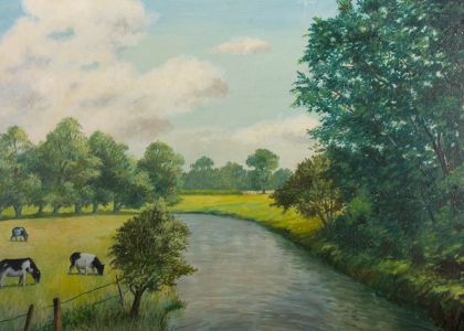 H.C. White - 20th Century Oil, Cows by the Lake