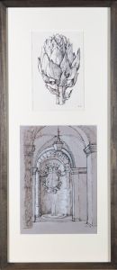C.C. - 20th Century Pen and Ink Drawing, Garden Details