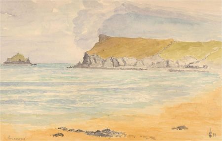 Monogrammed 1993 Watercolour - Polzeath, Cornwall