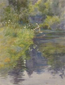 After Charles J. Adams (1859-1931)- Late 19th Century Watercolour, Lakeside View