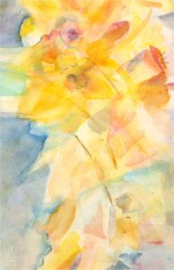 Susan Paine - Signed & Framed Contemporary Watercolour, Abstracted Daffodil