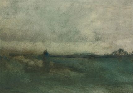Early 20th Century Oil - Figure in a Misty Landscape