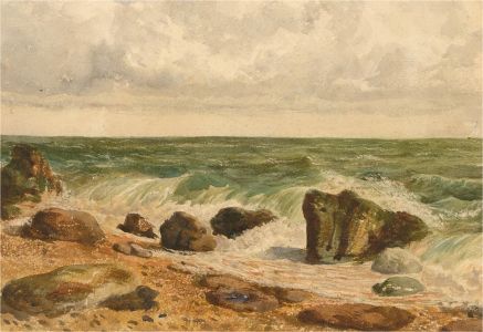 Framed Late 19th Century Watercolour - Rocky Beach